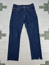 Levis 501 Original Jeans Womens 27 Blue Denim Cotton Mid Rise Frayed Hem 28x27