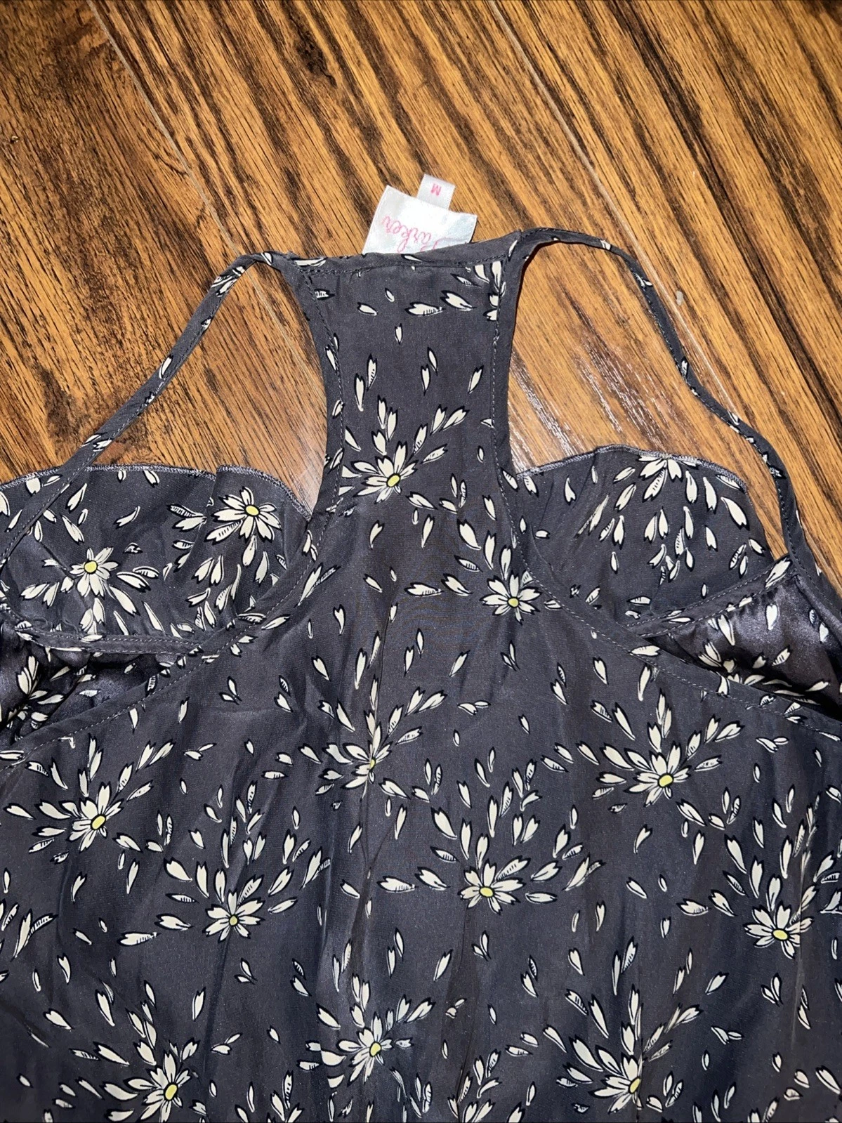 VETEMENTS Abito senza maniche Parker in seta con volant grigio floreale mini rasoio in seta taglia media