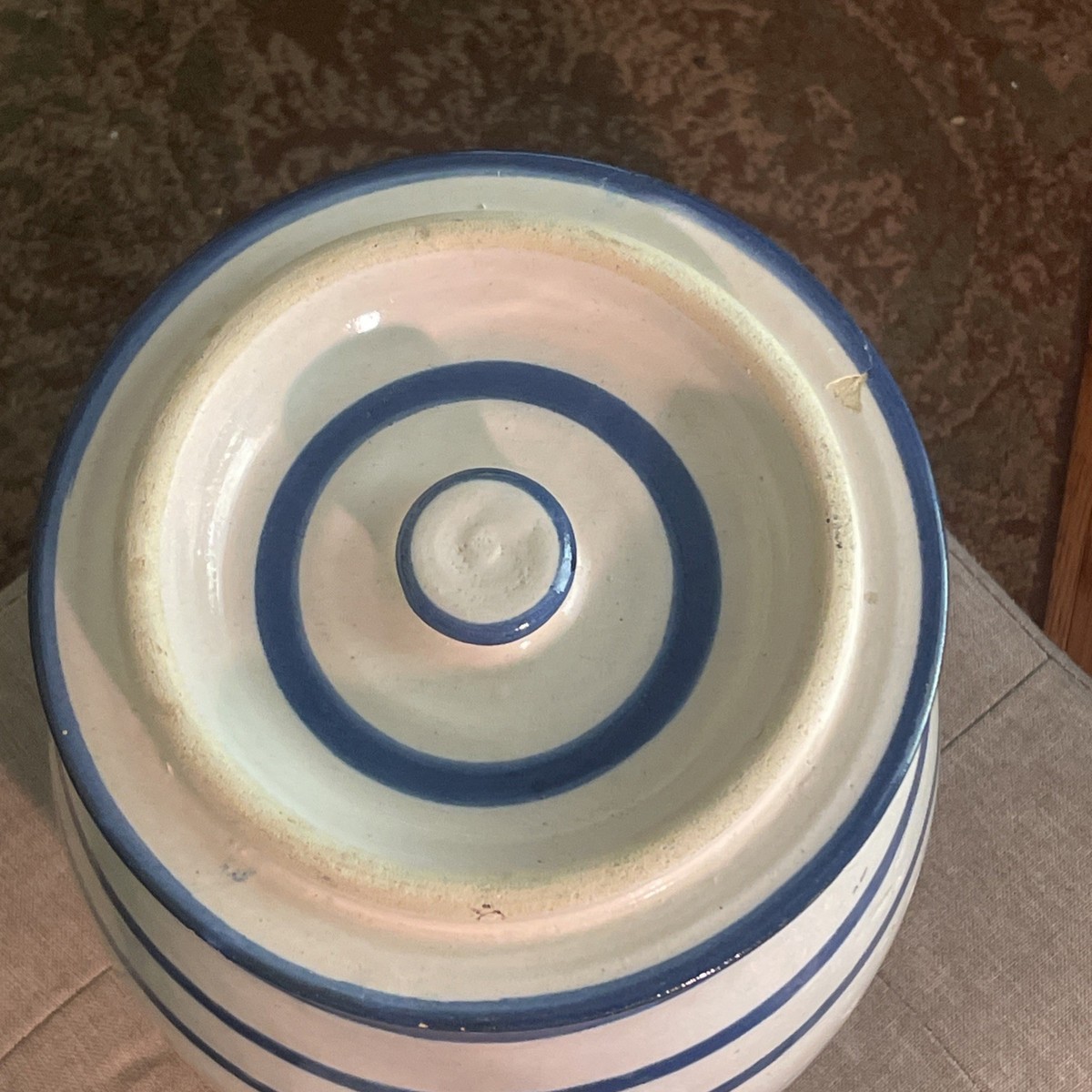 Vintage 2-Gallon Robinson Ransbottom Blue Crown Crock Water Cooler