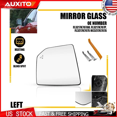 Left Side Heated Mirror Glass With Blind Spot Fit For Ford F150 2015 2020 Model