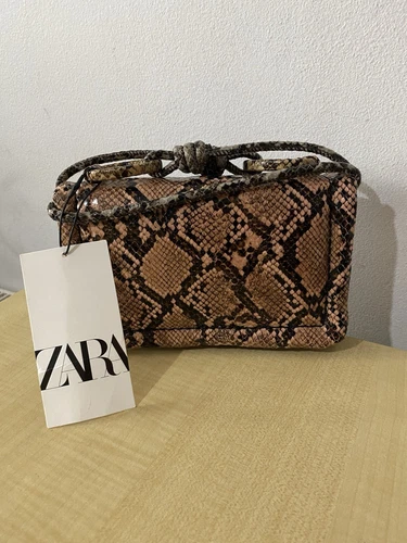 Borsa a tracolla piccola Zara borsetta finta pelle di serpente stampa scintillante nuova