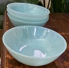 Vintage Fire King Turquoise / Delphite Blue  (4)  4.5" Berry or Dessert Bowls