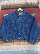 Vintage Levis Jacket Flannel Lined Size 50 Dark Blue Made In Usa