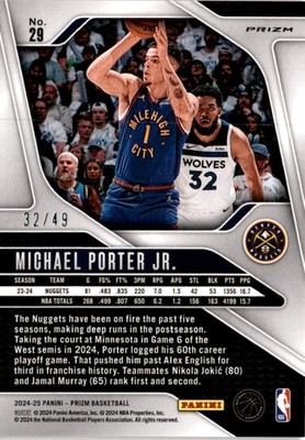 2024-25 Panini Prizm #29 Michael Porter Jr. Prizms Orange #/49
