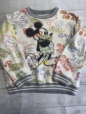 Disney Mickey Mouse Sweater Youth Medium White Gray Crewneck Graphic Stay Strong