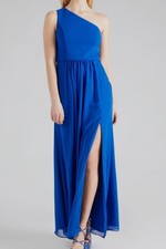 Adrianna Papell Women's Blue One-Shoulder Chiffon Dress Size 8