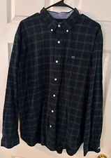 Crown & Ivy classic fit classic blue and green plaid dress shirt men’s XL