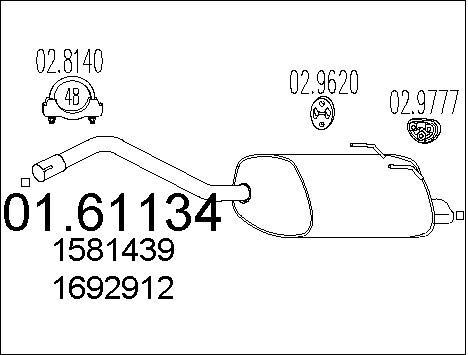 Silencieux arrière Ford Ka 1.2 pot d'échappement de rechange en acier