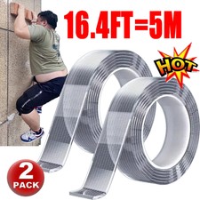 Tape Double Sided Traceless Washable Adhesive Invisible Gel Grip 5M/16.5FT