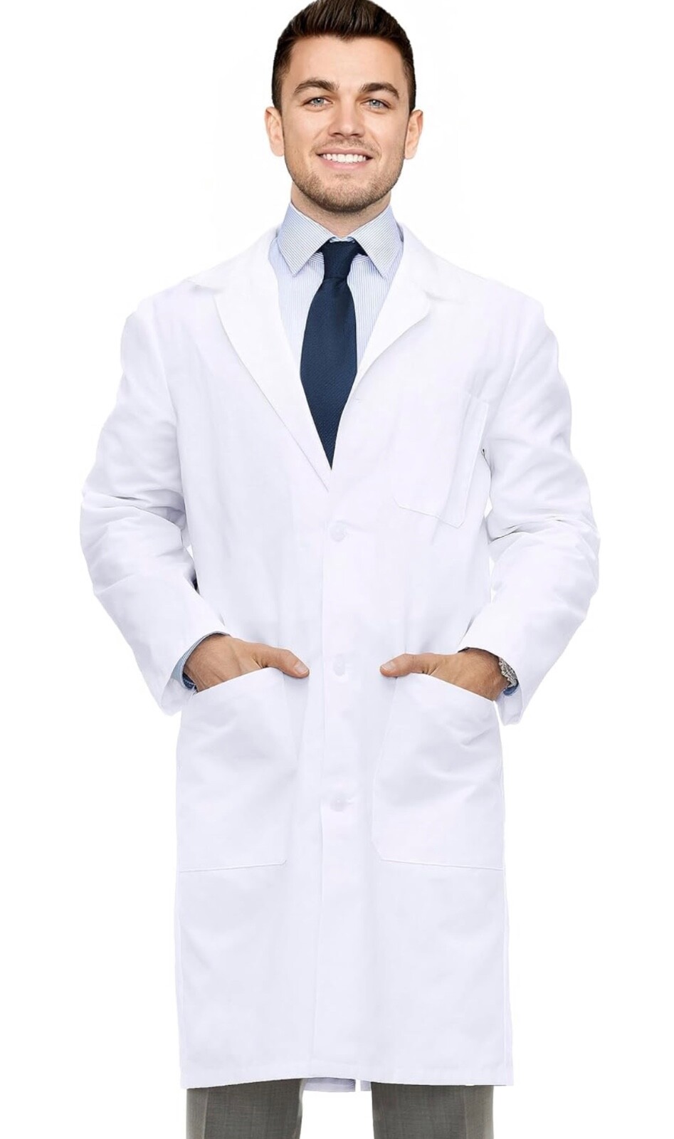 Utopia Wear Professional Men Lab Coat White Laboratory 5 Button Closure