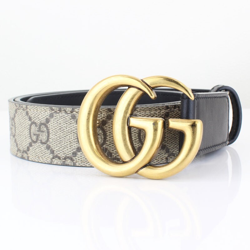 Gucci Women’s GG Marmont Supreme Canvas & Leather Thin Belt Ebony/White 120cm 40 GG Marmont thin belt in black leather | GUCCI® US main image 3
