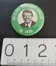 Re-Elect President Carter in 1980 - Jimmy Carter - 2" pinback button campaign