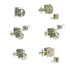 Satin Nickel Square Plate door locks Knobs Keyed entry privacy passage deadbolt