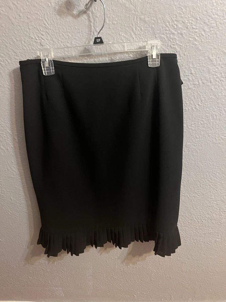 Evan Picone Skirt Womens 12P Black Lined A-Line - Image 2 of 4