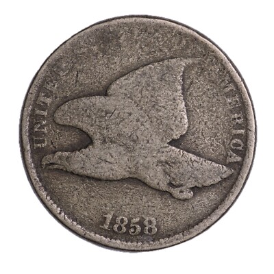 1858 FULL DATE Flying Eagle Cent Penny CULL / AG / HOLE FILLER