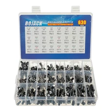 BOJACK 24Value 630Pcs Aluminum Electrolytic Capacitor Assortment Box Kit Range 0