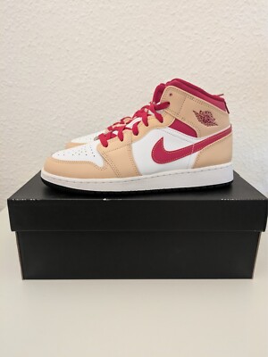 Jordan 1 Mid Light Curry Cardinal (gs) - 39 - 554725-201