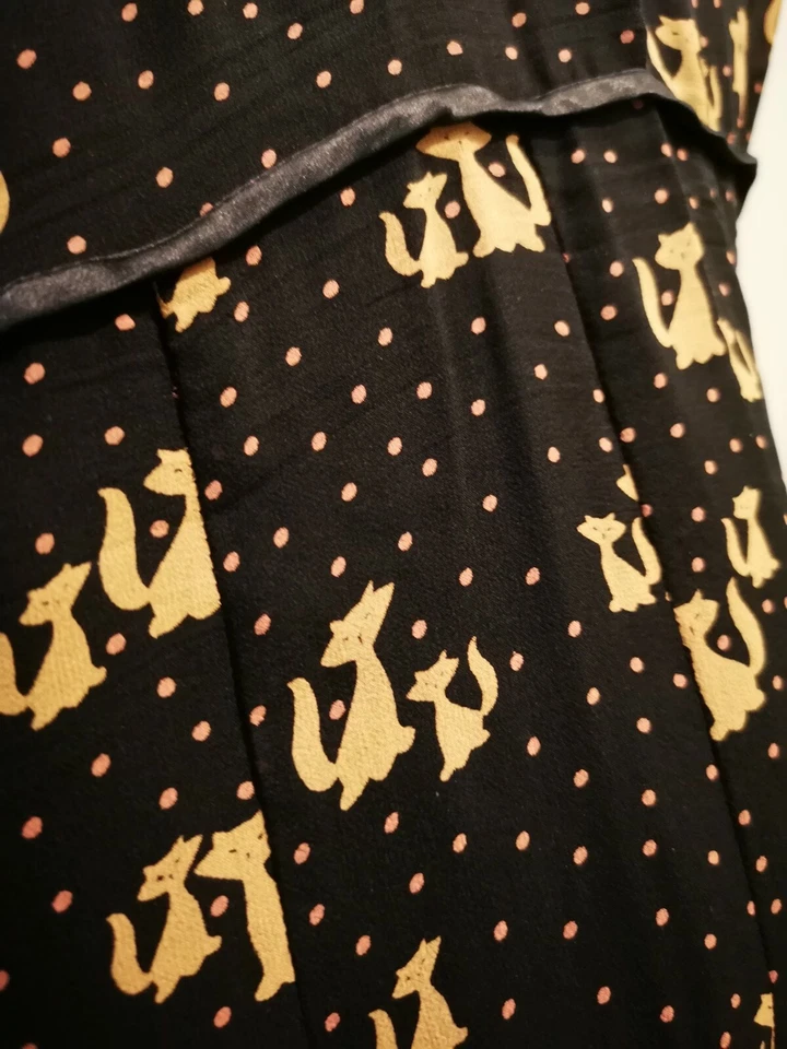 bebe - Vintage Black Cat Pattern Dress - Image 2 of 4