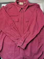 Vintage L.L. Bean Chamois Cloth Button Up Shirt Women Size 16 Burgundy USA Made