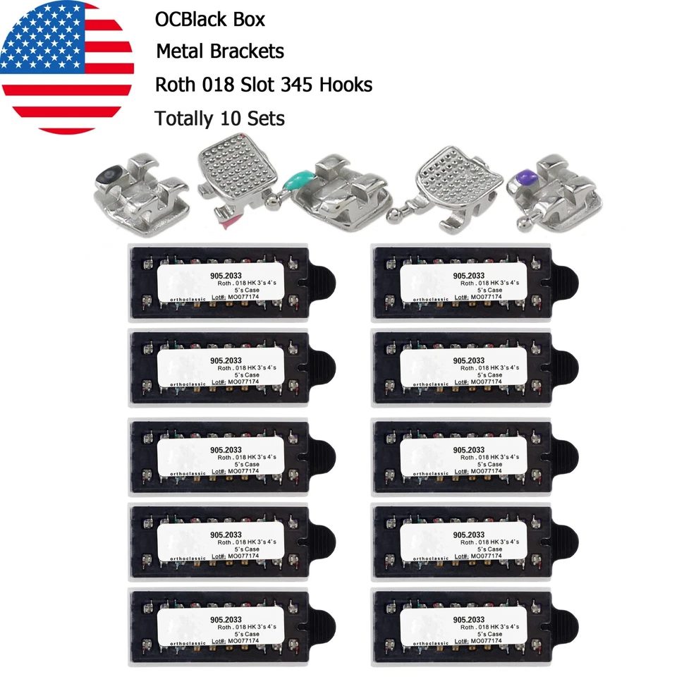 Dental Orthodontic Metal Brackets Braces Mini Roth MBT 018 022 345 Hooks MIM - Image 2 of 4