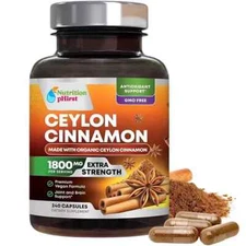 Nutrition pHirst Organic Ceylon Cinnamon 1800mg – Certified Organic 240 Capsules