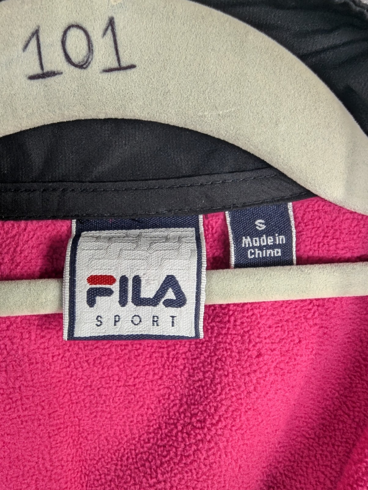 Giacca donna taglia small Fila sport pile zip nero rosa caldo