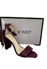 Nine West NeW AARONITA Suede Sandal Block Heels Women's Size 8.5 Color Purple