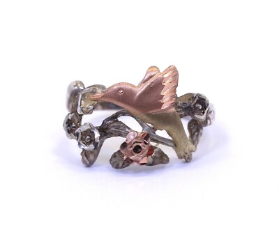 RUSHMORE Black Hills 10k Gold Hummingbird 925 Silver Ring