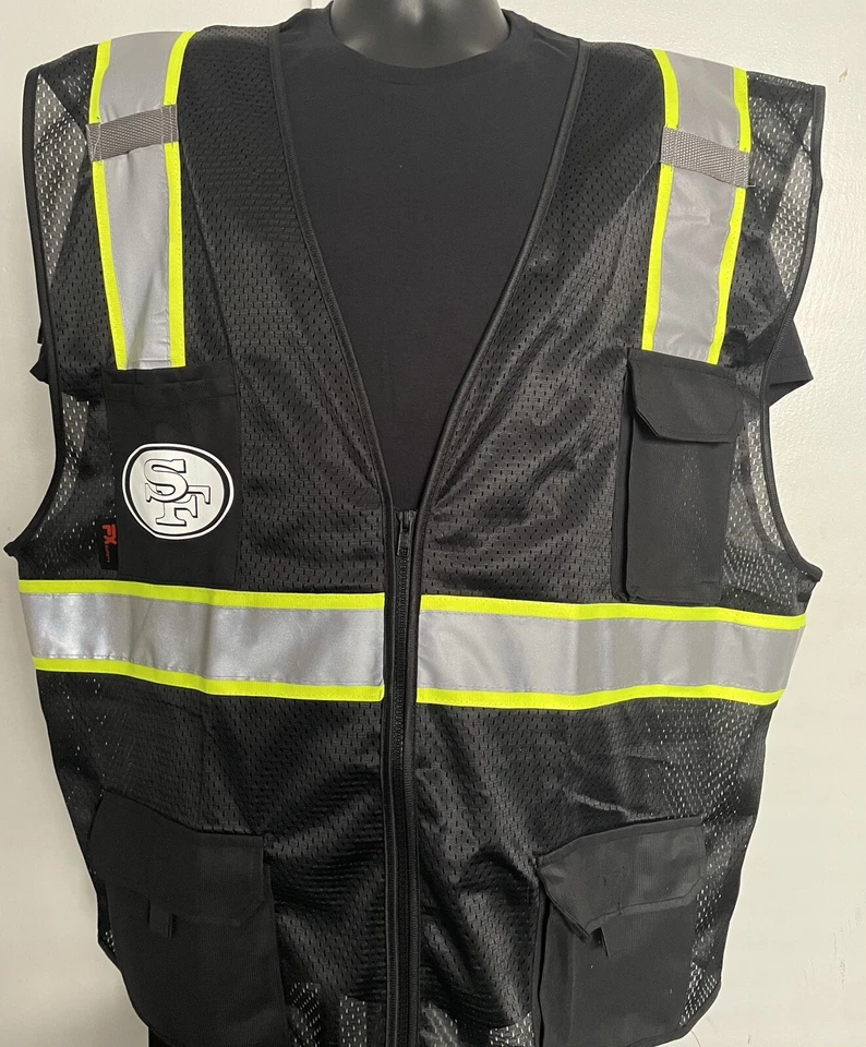 🏈🦺COLETE PPE DE SEGURANÇA SAN FRANCISCO 49ERS COM LISTRAS REFLEXIVAS PRATEADAS M/L/XL/2XL - Imagem 2 de 2