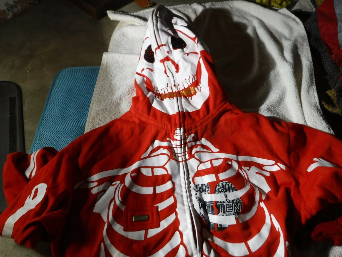 Lrg Dead Serious Skeleton Hoodie Kanye - XXL - Red/White Full Zipped Head |  eBay