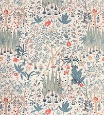 GP&J BAKER Bridport Blue Red Birds Trees Cotton Remnant New