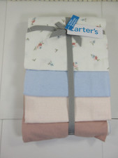 NEW Carters Baby 4 Receiving Blankets Floral Prints Stripes, 30x40 inches