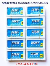 Premium Derby Extra Super Stainless Double Edge Safety Razor Blades 100X Blue