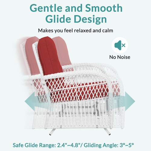 Set of 2 White Outdoor Rattan Rocking Chair Patio PE Wicker Rocking Glider Set - Picture 30 of 32