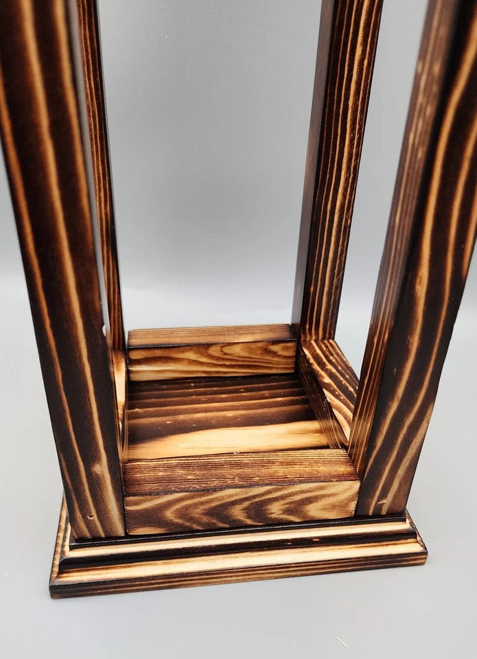 Decorative Rustic Farmhouse Wood Lantern Centerpiece Handmade - Image 3 of 4