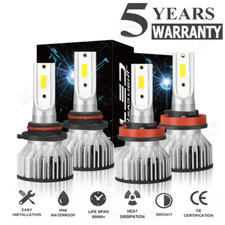 4x 9005 H11 Combo LED Headlight High Low Beam Bulbs Kit 6000K Super White Bright