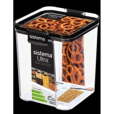 Sistema Square Ultra Kanister Klar Schwarz Glas Kunststoff Vorratsbehälter - 920ml