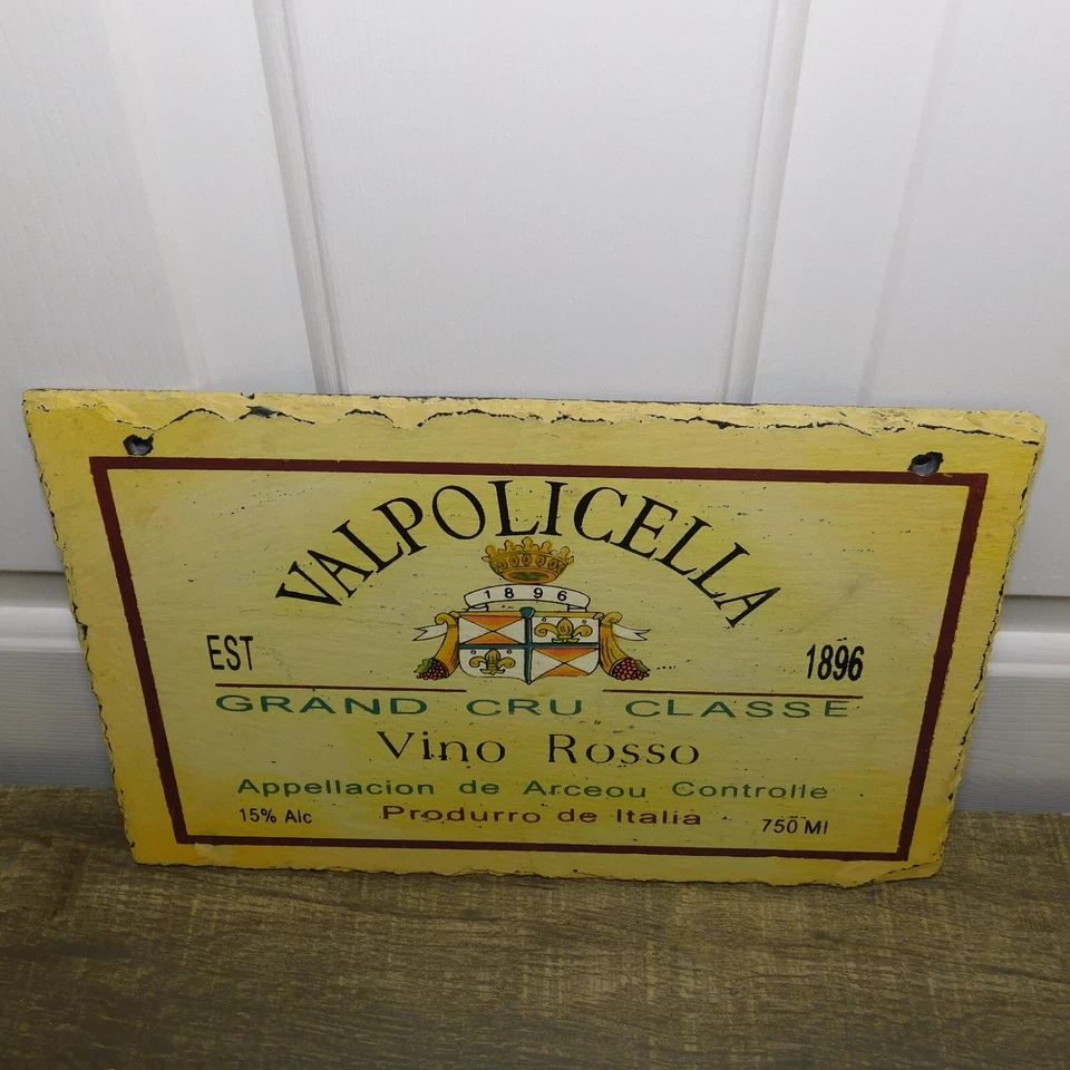 Valpolicella Vino Rosso Red Wine 1896 Italy 12" x 8" Slate Sign Bar Advertising - Image 4 of 4