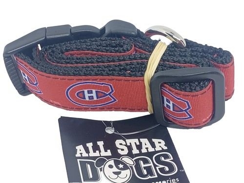 New All Star Dogs NHL Montreal Canadiens Ribbon Dog Collar Large