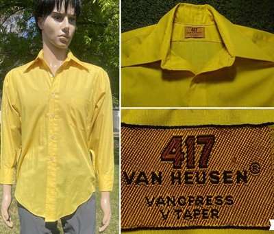 vintage 60s VAN HEUSEN no iron gold shirt dacron vanopress dagger 