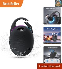 Waterproof Mini Bluetooth Speaker with Punchy Bass  LED Display - Travel Ready