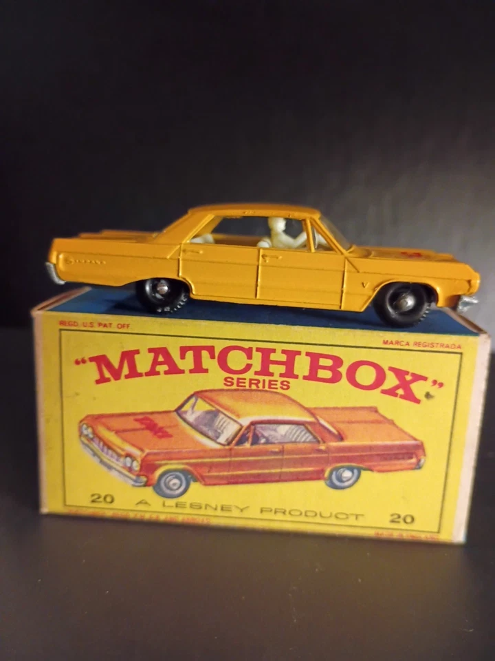 Matchbox #20C Chevrolet Impala Taxi Cab 1965 en caja E4 original sólida Foto 3 de 4