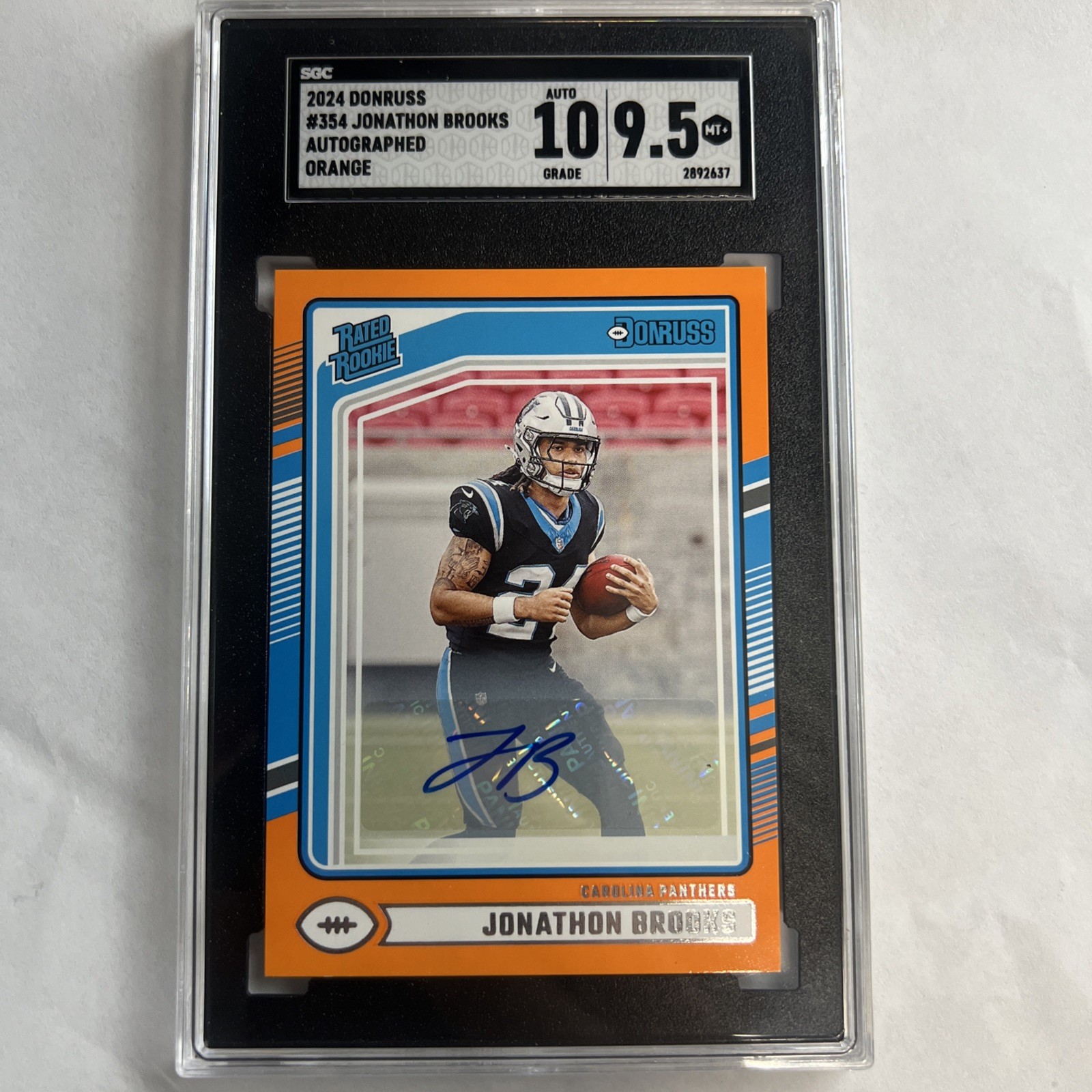 2024 Panini Donruss Rated Rookie Orange Auto Jonathon Brooks #354 Rookie Auto RC