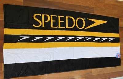 Speedo Bath Beach Towel Black Gold Cotton NEW 27  X 58  Brazil Vintage Logo