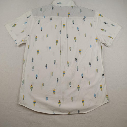 Sovereign Code Shirt Mens Medium White Ice Cream Print Short Sleeve Button Up - Picture 2 of 7