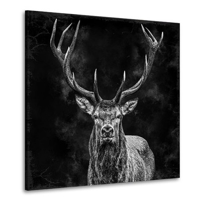 Hirsch Leinwand Bild Abstrakt Wandbild Wohnzimmer Büro Tier Bilder XXL Natur