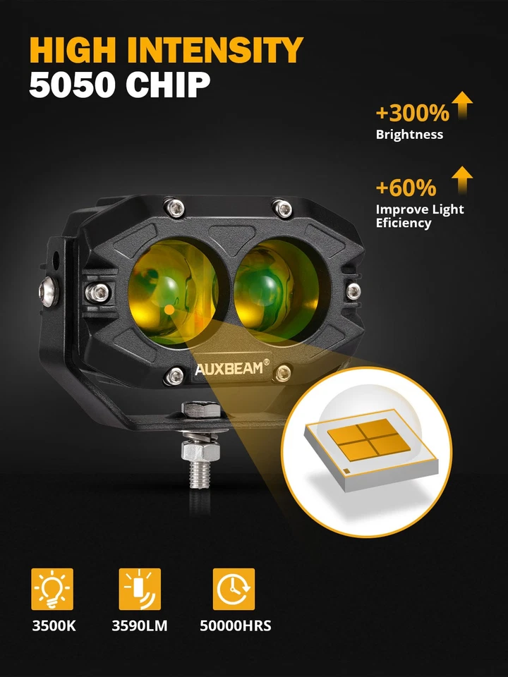 AUXBEAM 4" Faro Moto Foco LED Trabajo Conducción Luces Antiniebla Lámpara Foto 4 de 4