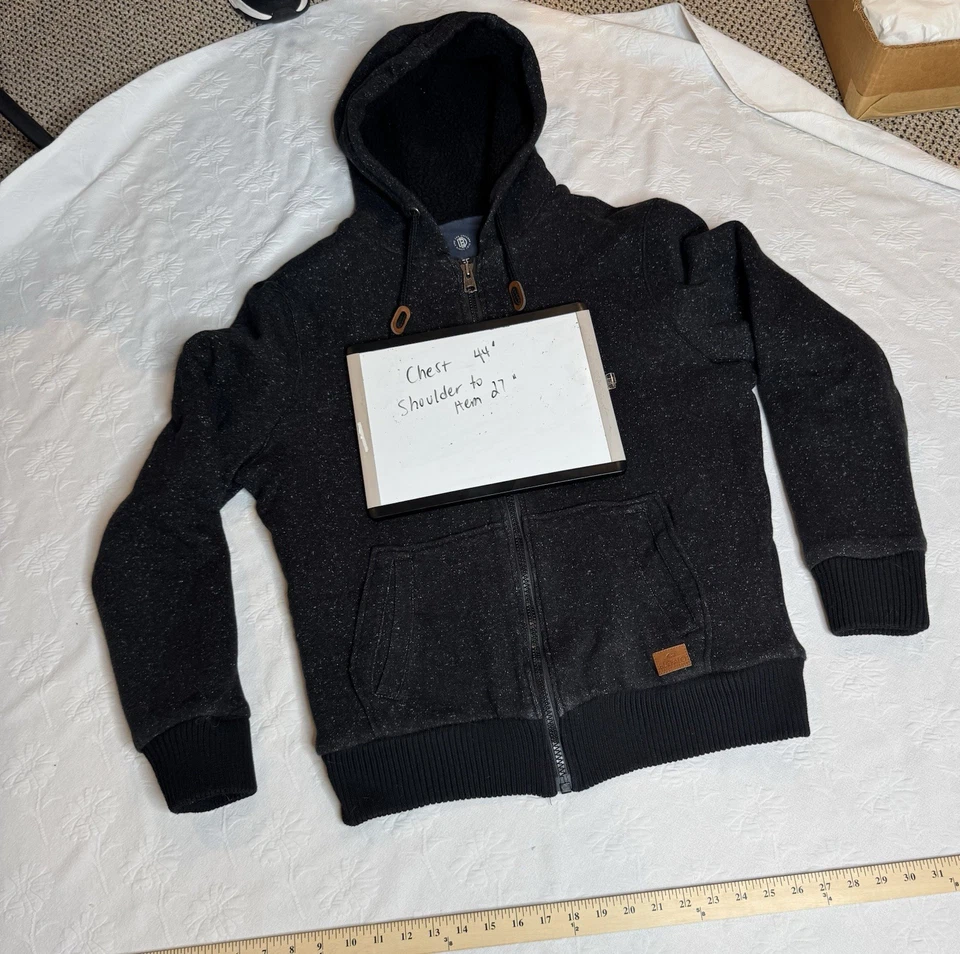 Sudadera con Capucha Grande Buffalo David Bitton Para Hombre Negra Forrada Sherpa Cremallera Completa Foto 2 de 4