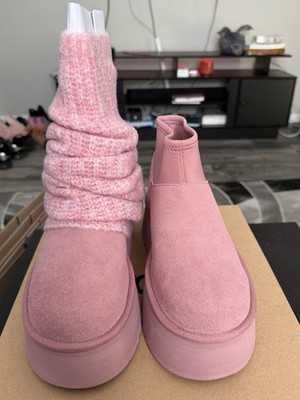 Ugg Woman's Classic Mini dipper leg Warmer Pink Boots Size 9 | eBay