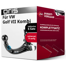 Für Golf VII Kombi Typ BA5 (Oris) Anhängerkupplung abnehmbar + E-Satz 13pol top